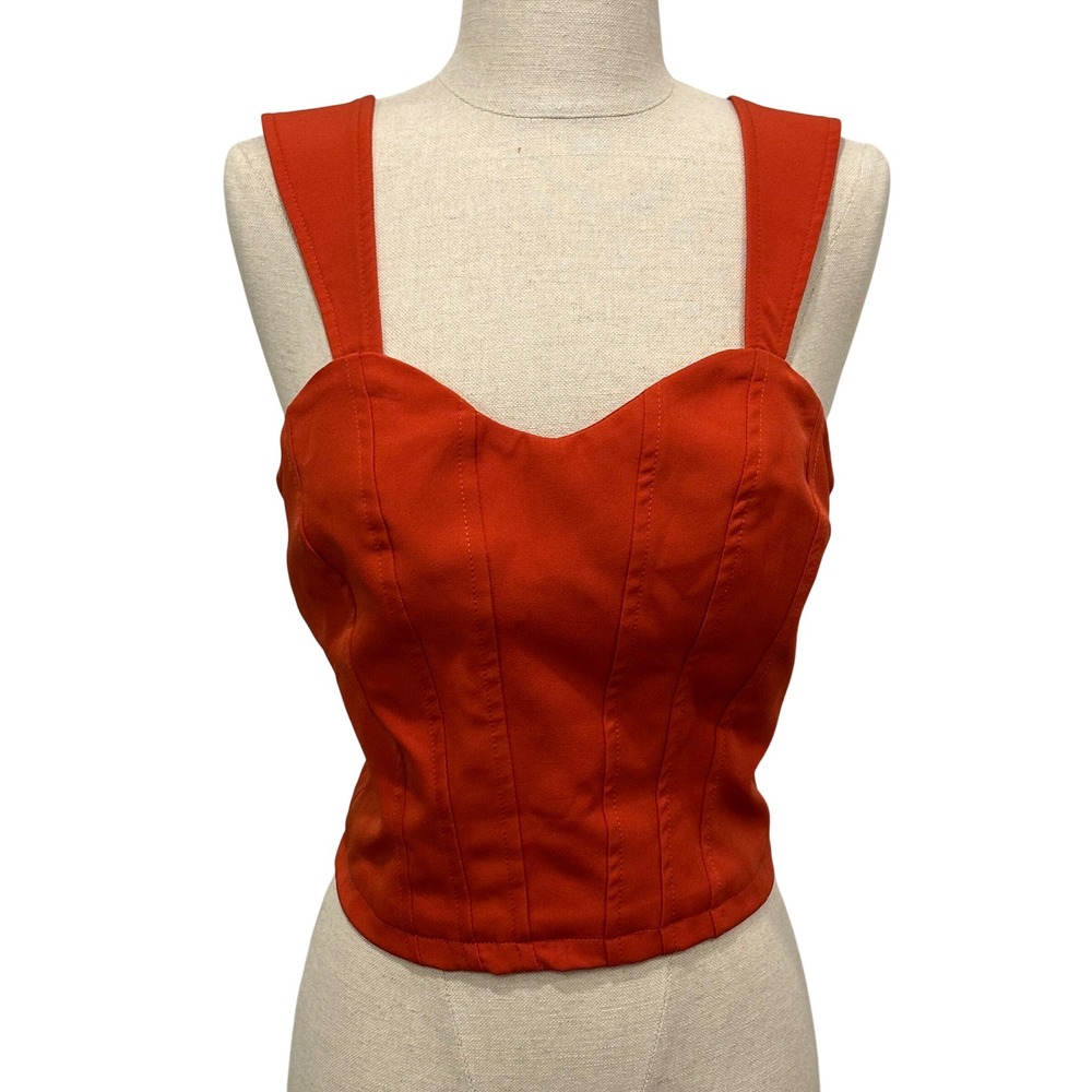 Sunday in Brooklyn Women Small Burnt Orange Corset Bustier Top Sweetheart Zipper